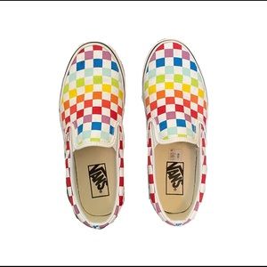 Vans Rainbow Checkered Slip Ons